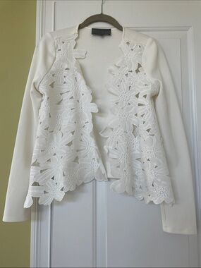 Sunday in Brooklyn White Floral Lace Open Blazer